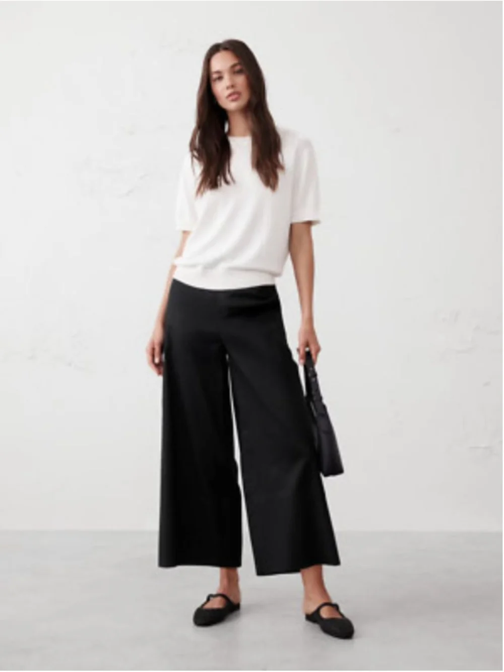 Banana Republic Linen Blend Wide Leg Cropped Pull-On Pants Black S, M, L, XL NWT